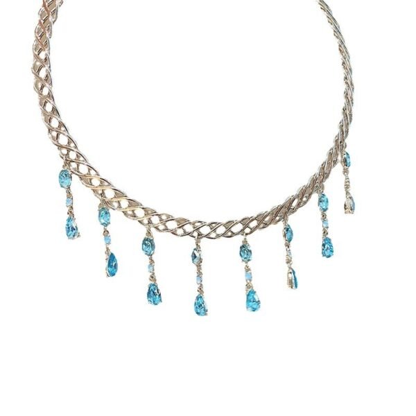 Blue Water Drop Zircon Collar Women's Fashion - Image 5