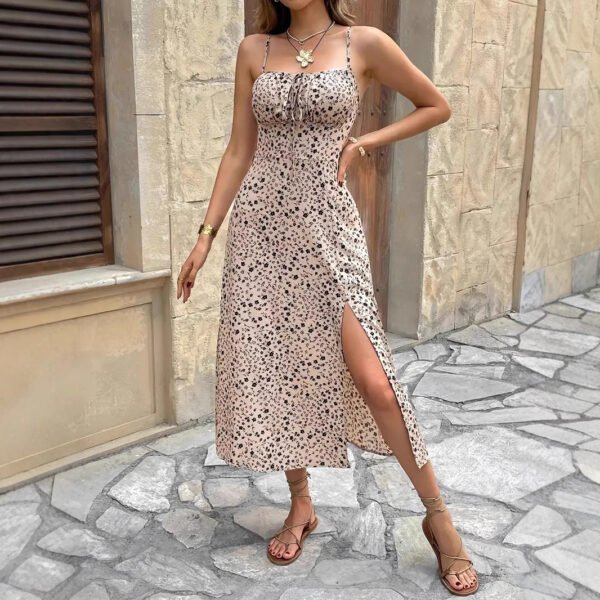 Women's Summer Small Floral Print Sling Dress - Image 2