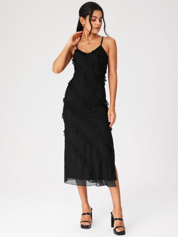 Diablo -lorion Edge Sexy Split Camisole Dress Female 2023 Summer European And American Vacation Style Fashion Small Black Skirt - Image 9