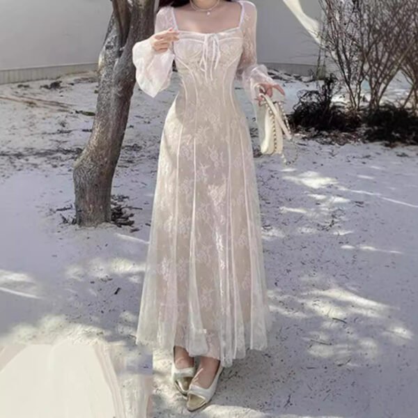Women's Lace Mesh Fishtail Dress - Image 7