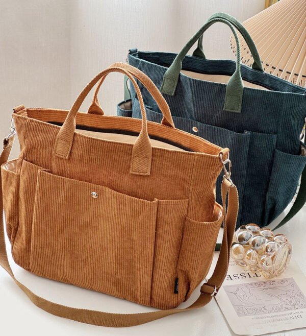 Thick Corduroy Shoulder Bags Simple All-match Commute Totes Student Leisure Artistic Portable Messenger Bag - Image 7