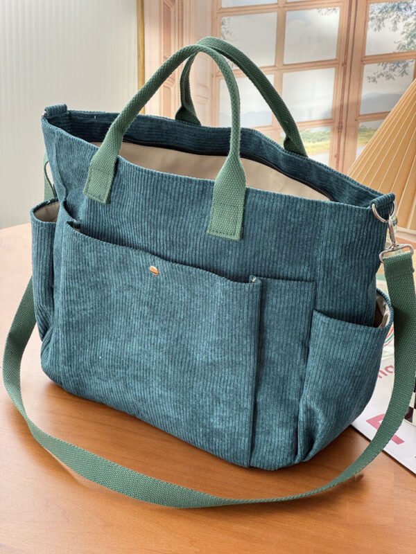 Thick Corduroy Shoulder Bags Simple All-match Commute Totes Student Leisure Artistic Portable Messenger Bag - Image 10