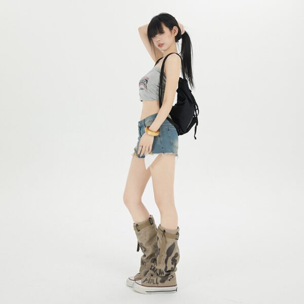 Fashion Personalized Washed Denim Shorts For Women - Image 3