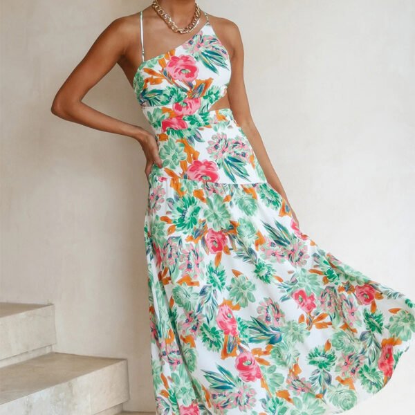 Women's Clothing Pleated Irregular Hollow-out Ruffled Slit Dress - Image 3