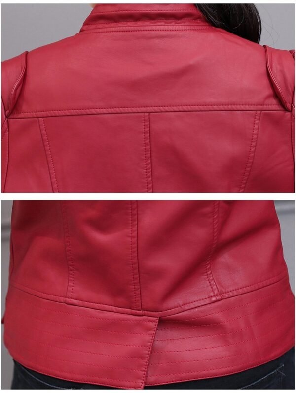 New Spring And Autumn Korean Style Motorcycle Stand-up Collar Slim Fit Slimming Leather Coat - Image 9