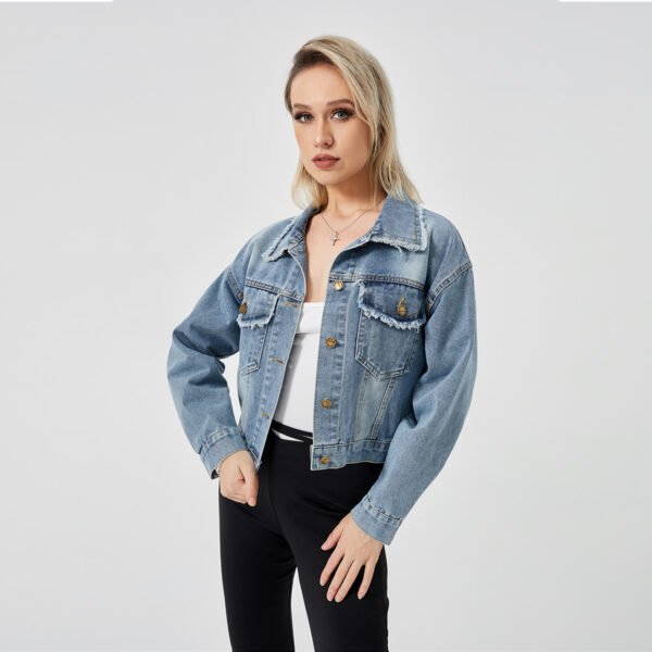 Women's Denim Long Sleeve Jacket Fashion Top - Image 3