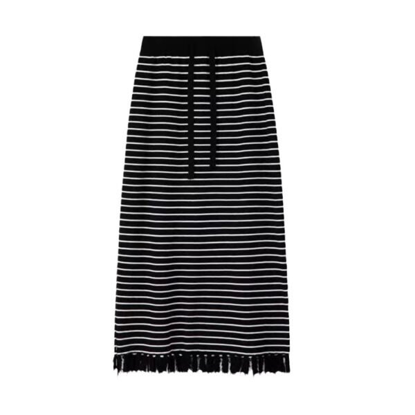 Striped Knitted Skirt High Waist Slimming - Image 4