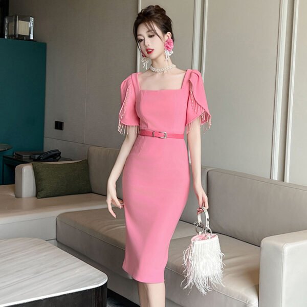 Women's Fashion Hip Tassel Short Sleeve Dress - Image 8