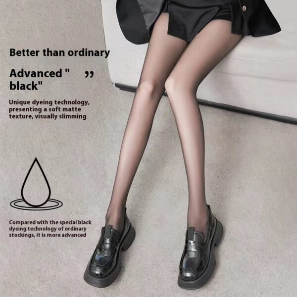 0D Black Silk Stockings Ultrathin Black Pantyhose - Image 3
