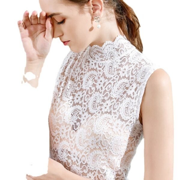 Lace Stitching Round Neck Hollow Sleeveless Top Women - Image 5
