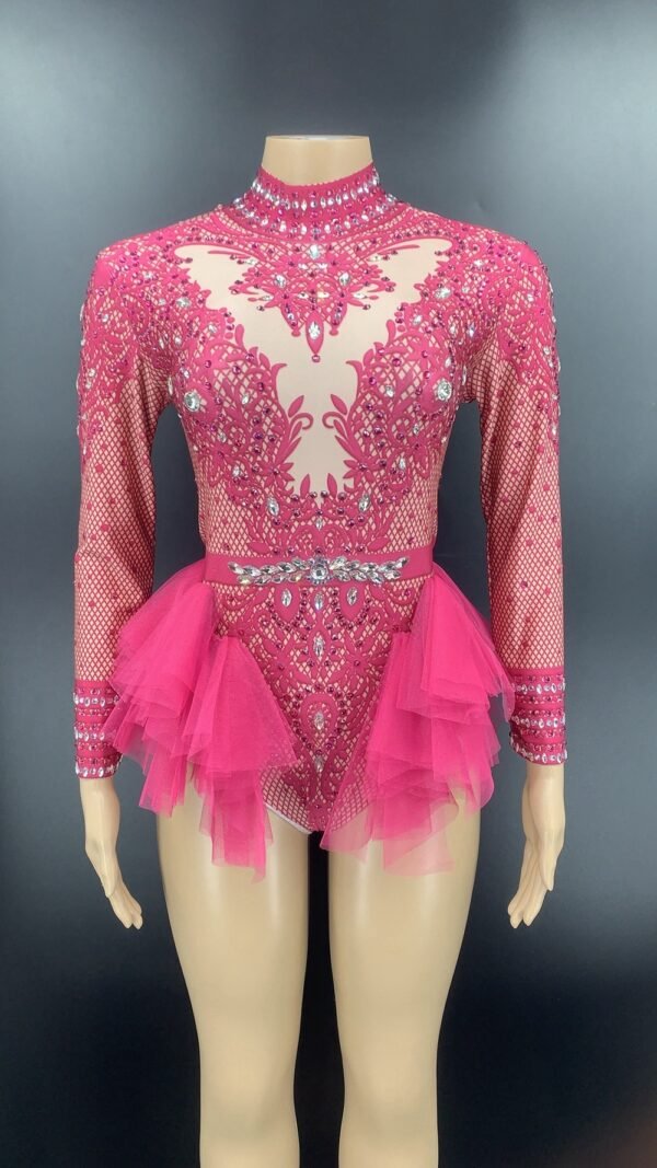 Dance Sexy Shiny Rhinestone Mesh Jumpsuit Stage Performance Costume Women - Image 4
