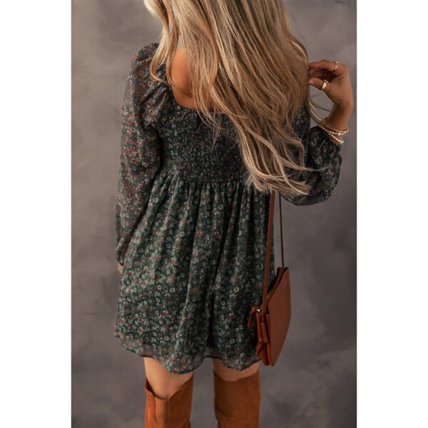 European And American Fashion Floral Print Long Sleeve Dress - Image 4