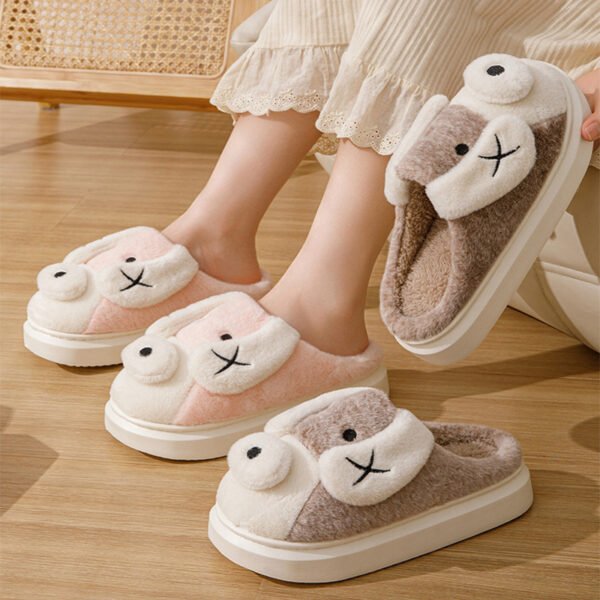 Cute Cartoon Dog Plush Slippers Winter Warm Non-slip Floor Home Slipper Couple Indoor Thick Bottom House Shoes - Image 7