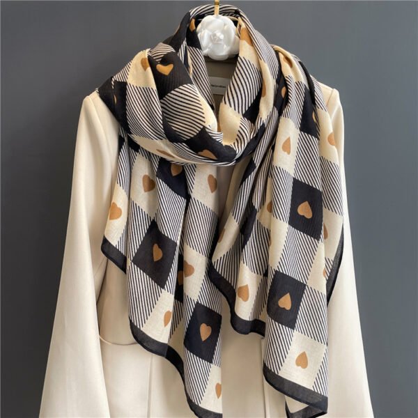 Chessboard Plaid Scarf Cotton And Linen High-grade Shawl - Image 5