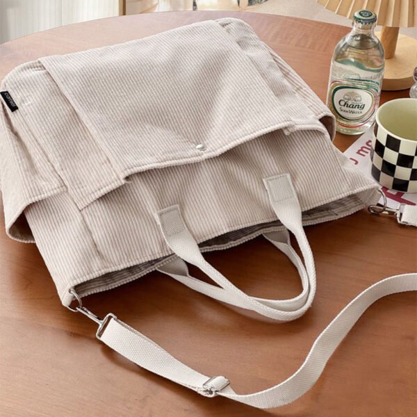 Thick Corduroy Shoulder Bags Simple All-match Commute Totes Student Leisure Artistic Portable Messenger Bag - Image 5