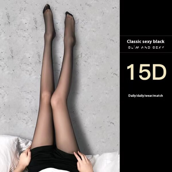 0D Black Silk Stockings Ultrathin Black Pantyhose - Image 8