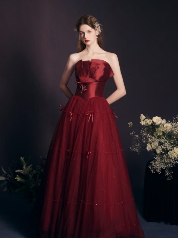 Red Long Dress Heavy-duty Tube Top For Women - Image 6