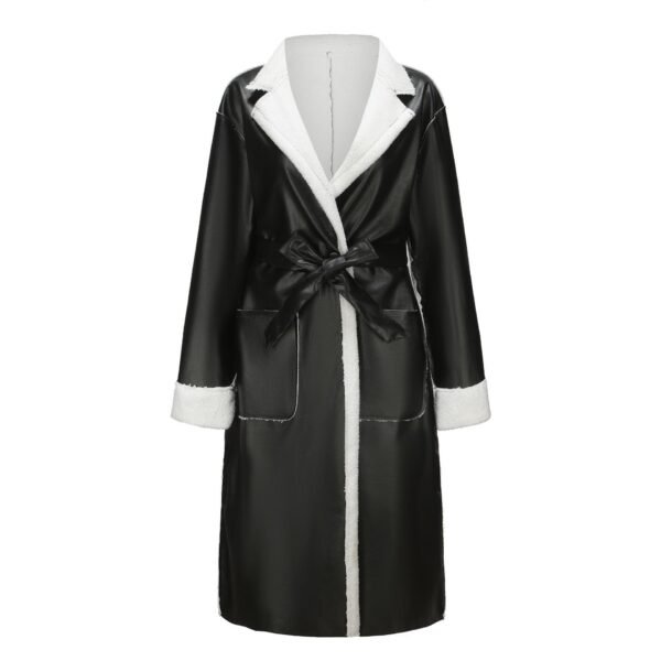 Casual Leather Thickened Trench Coat Loose Fashionable Jacket - Image 9
