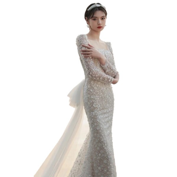 French Style Fishtail Light Wedding Dress Bride Temperament - Image 2