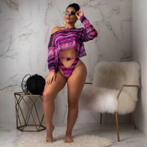Women's Sexy Snakeskin Printed Split Three-piece Suit