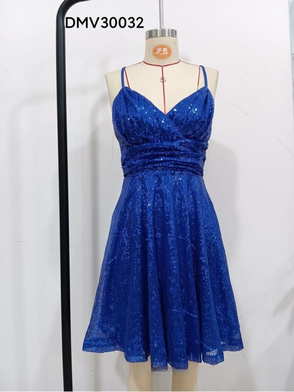 Autumn And Winter New Women's Sexy Gorgeous Sequined Dress Pleated Cross Strap Vacation Style Dress - Image 6