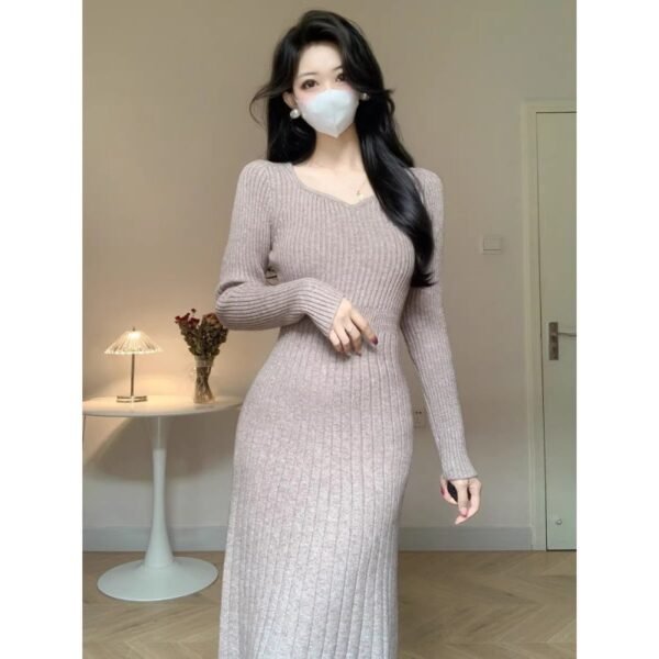 Autumn And Winter New Slim Fit Slimming Sheath Long Dress - Image 4