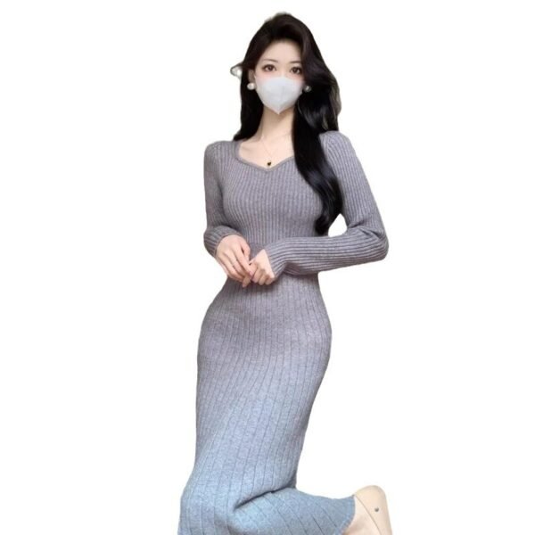 Autumn And Winter New Slim Fit Slimming Sheath Long Dress - Image 5