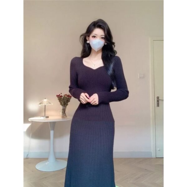 Autumn And Winter New Slim Fit Slimming Sheath Long Dress - Image 6
