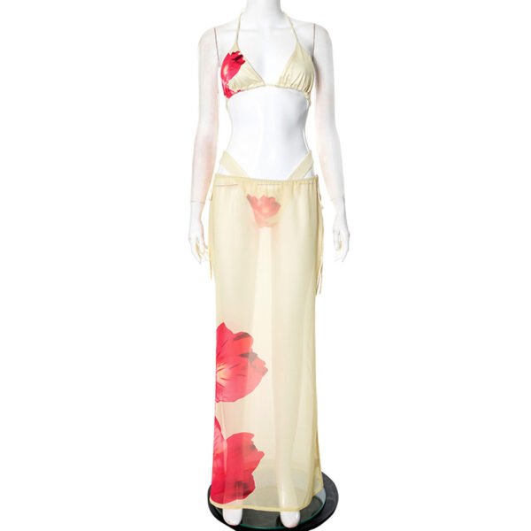 Summer Printed Sexy Lace-up Skirt Three-piece Set - Image 6