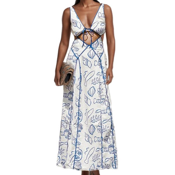Women's Fashion Simple Printing Hollow Dress - Image 6