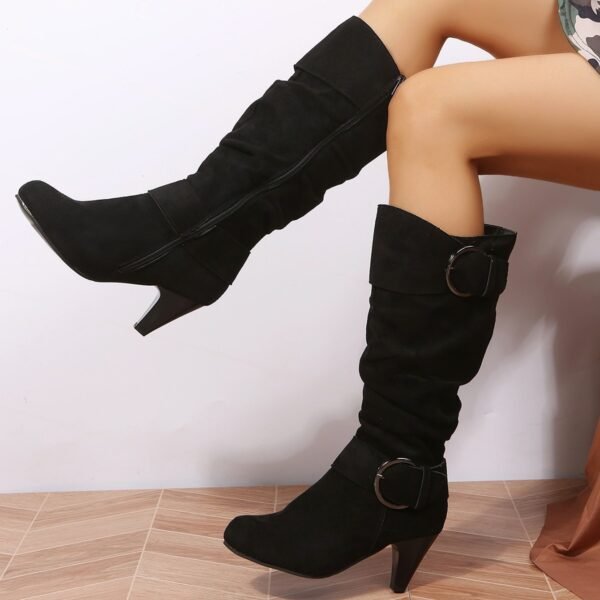 European And American High Heel Straight Belt Buckle Knight Boots - Image 4
