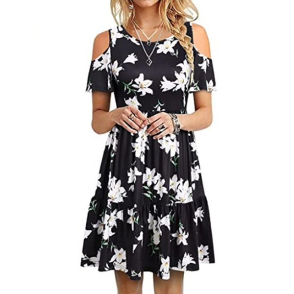 Women's Fashion Short Sleeve Off-shoulder Dress - Image 6