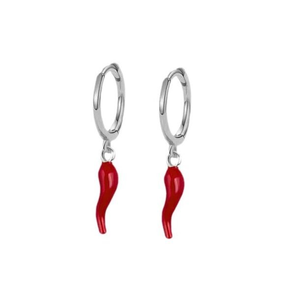 Gold-plated Drop Oil Red Chilli Pendant Earrings - Image 4
