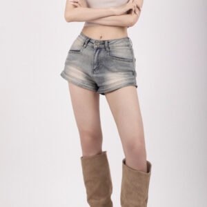 Retro High Waist Slimming Denim Super Short