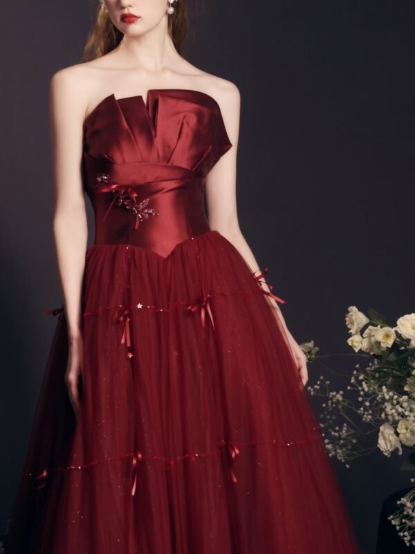 Red Long Dress Heavy-duty Tube Top For Women - Image 4