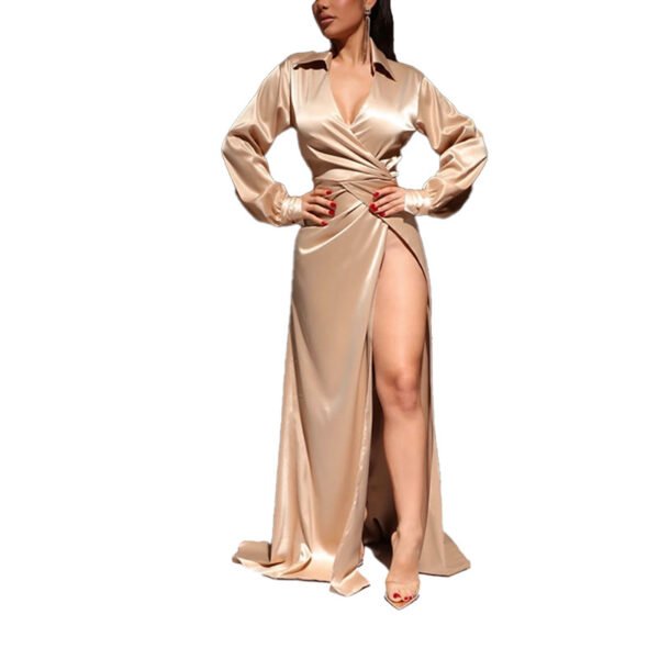 Women's Fashionable With Side-slit Ultra-long Dress - Image 5