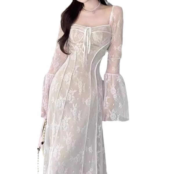 Women's Lace Mesh Fishtail Dress - Image 2