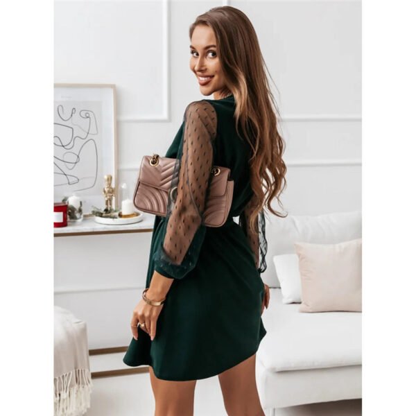 Autumn And Winter New Women's Solid Color Lace Elegant Dress - Image 9