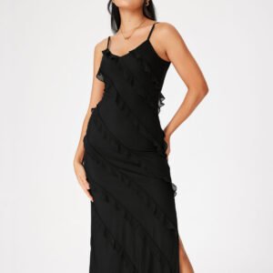 Diablo -lorion Edge Sexy Split Camisole Dress Female 2023 Summer European And American Vacation Style Fashion Small Black Skirt