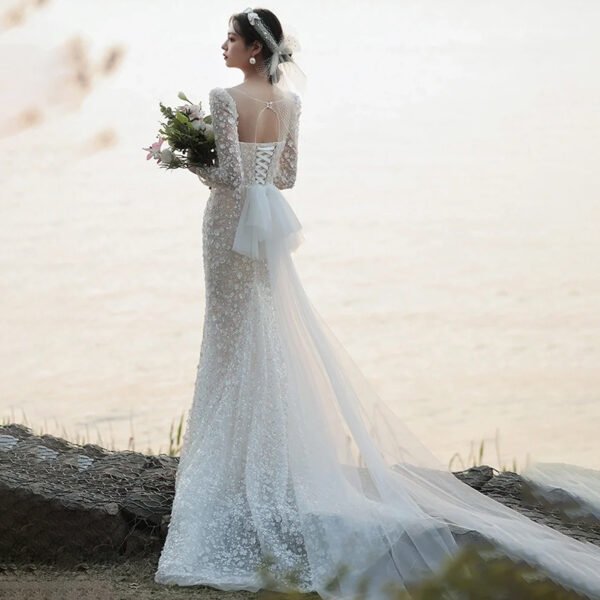 French Style Fishtail Light Wedding Dress Bride Temperament - Image 7