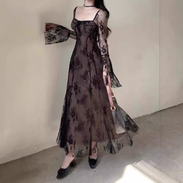 Women's Lace Mesh Fishtail Dress - Image 4