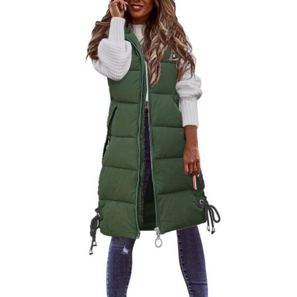 Women's Casual Mid-length Cotton Clothing Vest Coat - Image 5