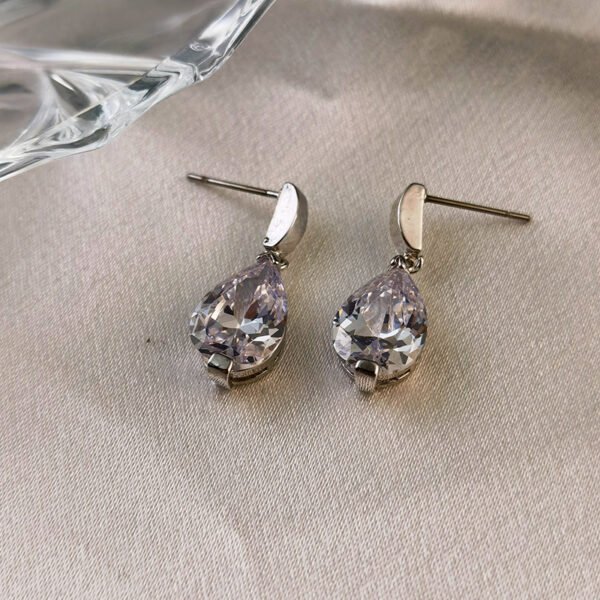 Zircon Pendant Earrings Women's Design Silver - Image 5