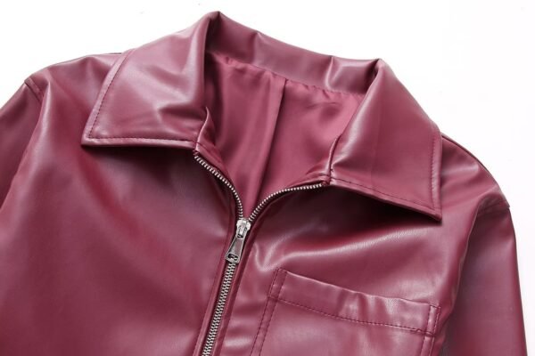 Cool And Wild Lapel Leather Biker's Leather Jacket - Image 2