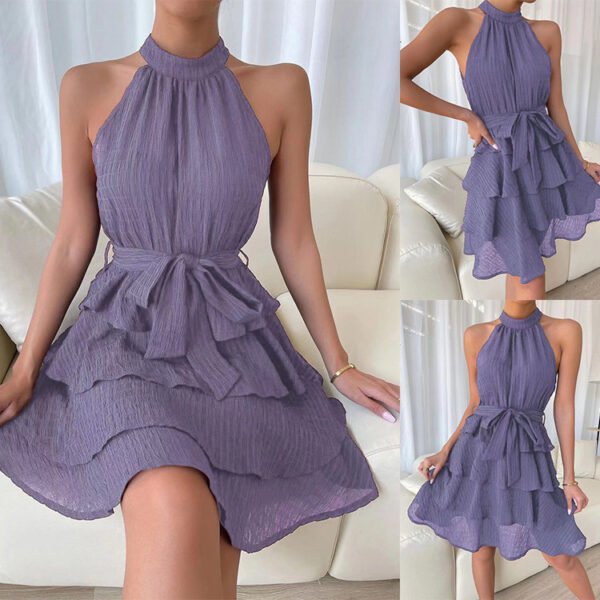 Women's Halterneck Dresses Sleeveless Ruffle Dress - Image 3