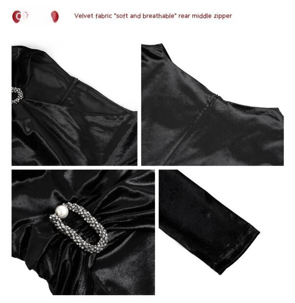 Women's Hollow Split Velvet Dress - Image 2