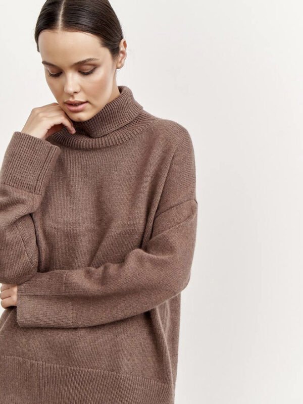 Women's Multi-color Turtleneck Solid Color Sweater Loose Pullover Stand Collar - Image 8