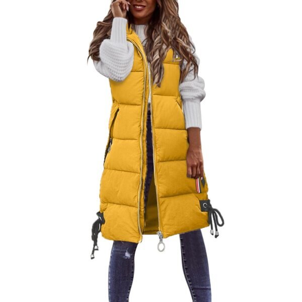 Women's Casual Mid-length Cotton Clothing Vest Coat - Image 2