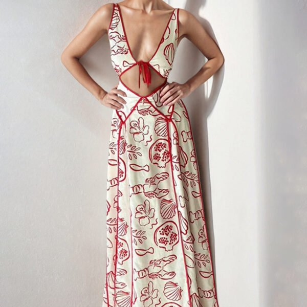Women's Fashion Simple Printing Hollow Dress - Image 4