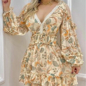 European And American Women's New Hollow Lace Print Skirt
